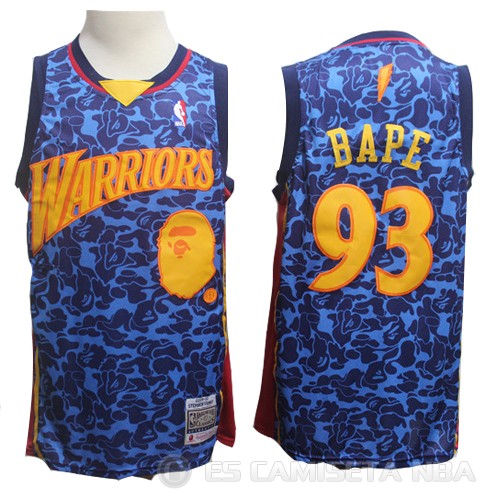 Camiseta Bape #93 Golden State Warriors Hardwood Classics Azul - Haga un click en la imagen para cerrar